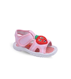Gezer Kids Çilek Desen Rahat Taban Günlük Kız Çocuk Sandalet (Pembe)