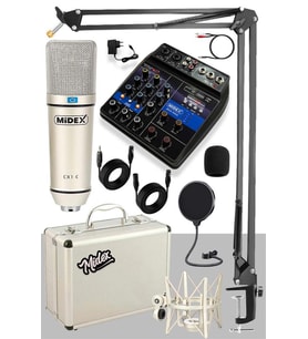 Midex CX1 Mixer Set Condenser Mikrofon Ses Kartlı Mikser + Stand + Filtre