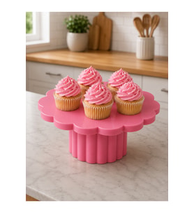 Cupcake Standı 24 CM Kurabiye Standı - Dekoratif Sunum Servis Tatlı Standı Pembe