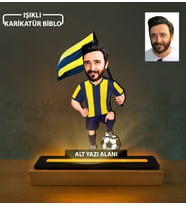 Kişiye Özel Erkek Karikatür Sarı Lacivert Epoksi Işıklı Harfli Taraftar Tasarımlı Biblo, Taraftar Hediyesi
