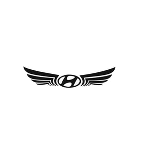 Hyundai İçin Uyumlu Aksesuar Kanatlı Logo Sticker Siyah 24*6 Cm