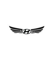 Hyundai İçin Uyumlu Aksesuar Kanatlı Logo Sticker Siyah 24*6 Cm