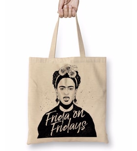 Frida Kahlo 2 Bez Çanta Uzun Saplı