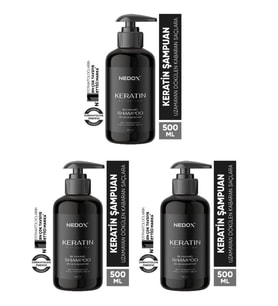 NEDOX 3 Adet Yıpranmış Saçlar Için Keratinli Saç Bakım Şampuanı 500 ml