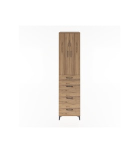 Hyperion Dolap 3 Raflı 4 Çekmeceli 2 Kapaklı 60x44x243 Çam-Çam