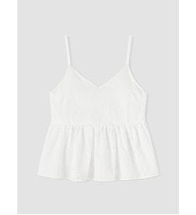 LCW Vision Beyaz İp Askılı Brode Peplum Bluz