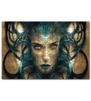 Cakapuzzle Sürrealistik Kadın Yüzü ve Siyah Saçları Puzzle Yapboz MDF (Ahşap) (120 Parça)