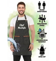 Hawk Era Önlük Kişiye İsme Firmaya Özel Şef Garson Restaurant Kafe Aşçı Mutfak Barista Kuaför Siyah