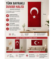 Türk Bayraklı Duvar Halısı - Makine Dokuma Türk Bayraklı Halı