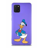 Samsung Galaxy Note 10 Lite Soft Premier Kapak Donald Duck-C Tasarımlı Silikon Kılıf - Mor (Şeffaf)