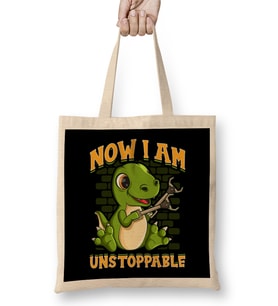 I Am Unstoppable TRex Funny Short Dinosaur Arms Bez Çanta Uzun Saplı