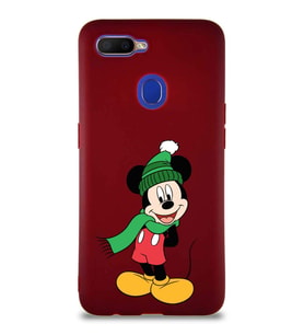 Oppo AX7 Soft Premier Kapak Mickey Mouse-G Tasarımlı Silikon Kılıf - Mürdüm (Şeffaf)