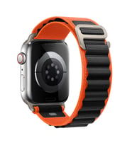 Apple Watch 10/11 42mm-38/40/41mm Kordon Naylon Mountain Band 74 2/3/4/5/6/se/7/ (Turuncu-Sıyah)