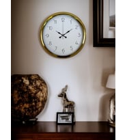 River World Duvar Saati 40 cm  Metal Gold Elegance