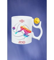 Voleybol Kadın Oyuncu Tema Baskılı Smile Emoji Toplu Kupa Bardak Çay Kahve Fincanı-2