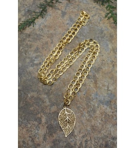 STONEAGE JEWELLERY Altın Kaplama Yaprak Uzun Bayan Kolye (Altın / Dore)