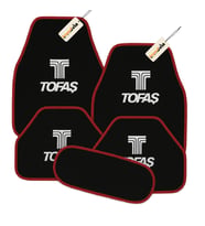 Tofaş Oto Halı Paspas 5 Parça Set – Kaymaz Tabanlı, Kolay Temizlenen, Suya Dayanıklı Araç Paspası (Siyah-Kırmızı)
