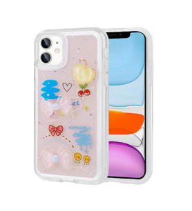 Lexroo iPhone 11 Kılıf Kabartma Figürlü Parlak Minimini Silikon Kılıf - Pembe