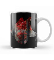 Fox Voids And Red Forest Double Exposure Kupa Bardak Porselen