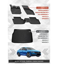 Sahler Skoda Octavia 2020+ Uyumlu 4.5D Premium Havuzlu Oto Paspas ve Liner Marka 3D Bagaj Havuzu