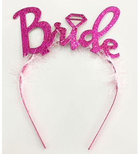 Fuşya Renk Bekarlığa Veda İtalik Yazı Alyanslı Bride Taç pop
