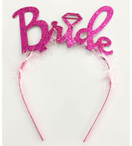 Fuşya Renk Bekarlığa Veda İtalik Yazı Alyanslı Bride Taç pop