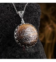 Orijinal Kaplangözü Taşı Mühr-ü Süleyman 925 Ayar Gümüş Kolye