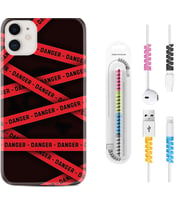 Apple iPhone 11 12 13 Mini Kılıf Kablo Koruma Spiral Silikon Danger 1372