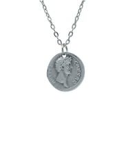 Sezar Sikke - Roma Aelius Caesar Erkek Kadın Kolye Antik Gümüş Kaplama - 60 cm Düz Zincir