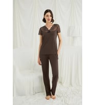 Amora Secret Kısa Kollu Ve Dantelli V Yaka Pijama Takımı