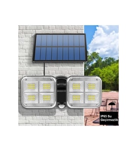 TechTic Solar Lamba Güneş Enerjili Kablolu Çift Başlı Sensörlü Bahçe Kamp Aydınlatma 120 Led Lamba Su Geçirmez