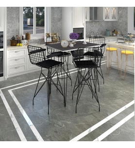 Knsz masa sandalye takımı hem105zengin grisyh 130*070 4 sandalye syhsyh kolçaklı