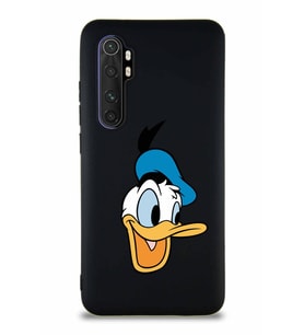 Xiaomi Mi Note 10 Lite Soft Premier Kapak Donald Duck-A Tasarımlı Silikon Kılıf - Siyah (Şeffaf)