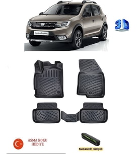 Dacia Sandero 2020 Sonrası Uyumlu 3D Havuzlu Paspas ASMA KOKU VE NUMARATÖR HEDİYELİ