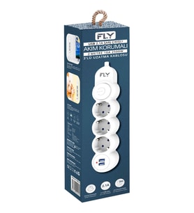 Northcity 3 Soket 2 USB Akım Korumalı Priz - 2.1A Anahtarlı 2 Metre Kablo (Beyaz) - Topraklı Güvenlik Sistemi