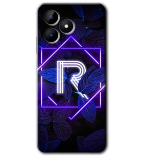 Realme C53 Kılıf HD Desen Baskılı Kılıf - Dark Neon Yaprak R Harfi