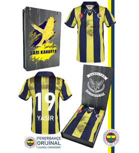Fenerbahçe Orijinal Lisanslı Kişiye Özel 100. Yıl Forma Hediyelik Ahşap Kutulu (Sarı-Lacivert)