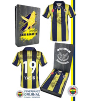 Fenerbahçe Orijinal Lisanslı Kişiye Özel 100. Yıl Forma Hediyelik Ahşap Kutulu (Sarı-Lacivert)