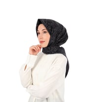Bursa İpek Siyah Sanat Desen Twill İpek Eşarp