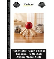 Özel Üretim Rahatlatıcı Ergonomik Manuel Ahşap Masaj Aleti - Uğur Böceği Tasarımlı - 6 Noktalı