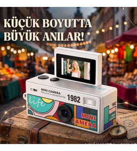 Nostaljik Tasarım Mini Dijital Kamera Kompakt Fotoğraf Makinesi Anahtarlık