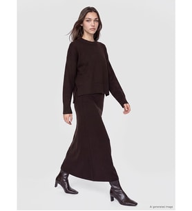 LCW Modest Kahverengi Beli Lastikli A Kesim Triko Etek