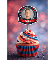 Kişiye Özel Süper Kahraman Temalı Cupcake Süsü 6 Adet 8 cm Yuvarlak