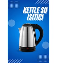 Mey İthalat® Elektrikli Paslanmaz Çelik Su Isıtcı Çelik Kettle 1.8 Lt. Uzun Ömürlü