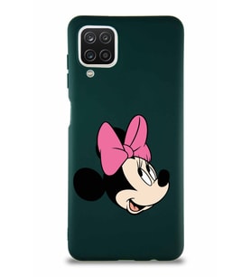 Samsung Galaxy A12 Soft Premier Kapak Minnie Mouse-A Tasarımlı Silikon Kılıf - Yeşil (Şeffaf)