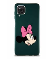 Samsung Galaxy A12 Soft Premier Kapak Minnie Mouse-A Tasarımlı Silikon Kılıf - Yeşil (Şeffaf)