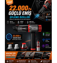 22000Pa 220W Ultra Güçlü 9000mAh Kablosuz Araç İçi Süpürge Metal Filtreli 220ml Şarjlı Mini