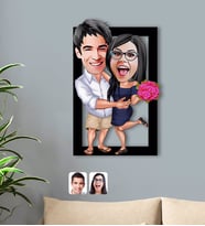BK Gift Kişiye Özel Sevgililer Karikatürlü 3D Ahşap Tablo-108