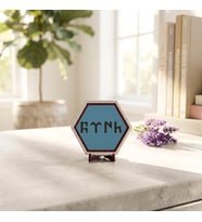 Göktürkçe Türk Motifli Masaüstü Dekoru Çalışma Masalarınız İçin Özgün, Modern ve Butik Bir Hediye Seçeneği 10x10 cm, Gök Mavi