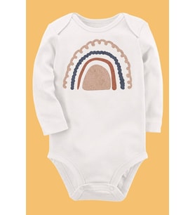 Organik Baskılı Pamuklu Unisex Bebek Body UZUNE255